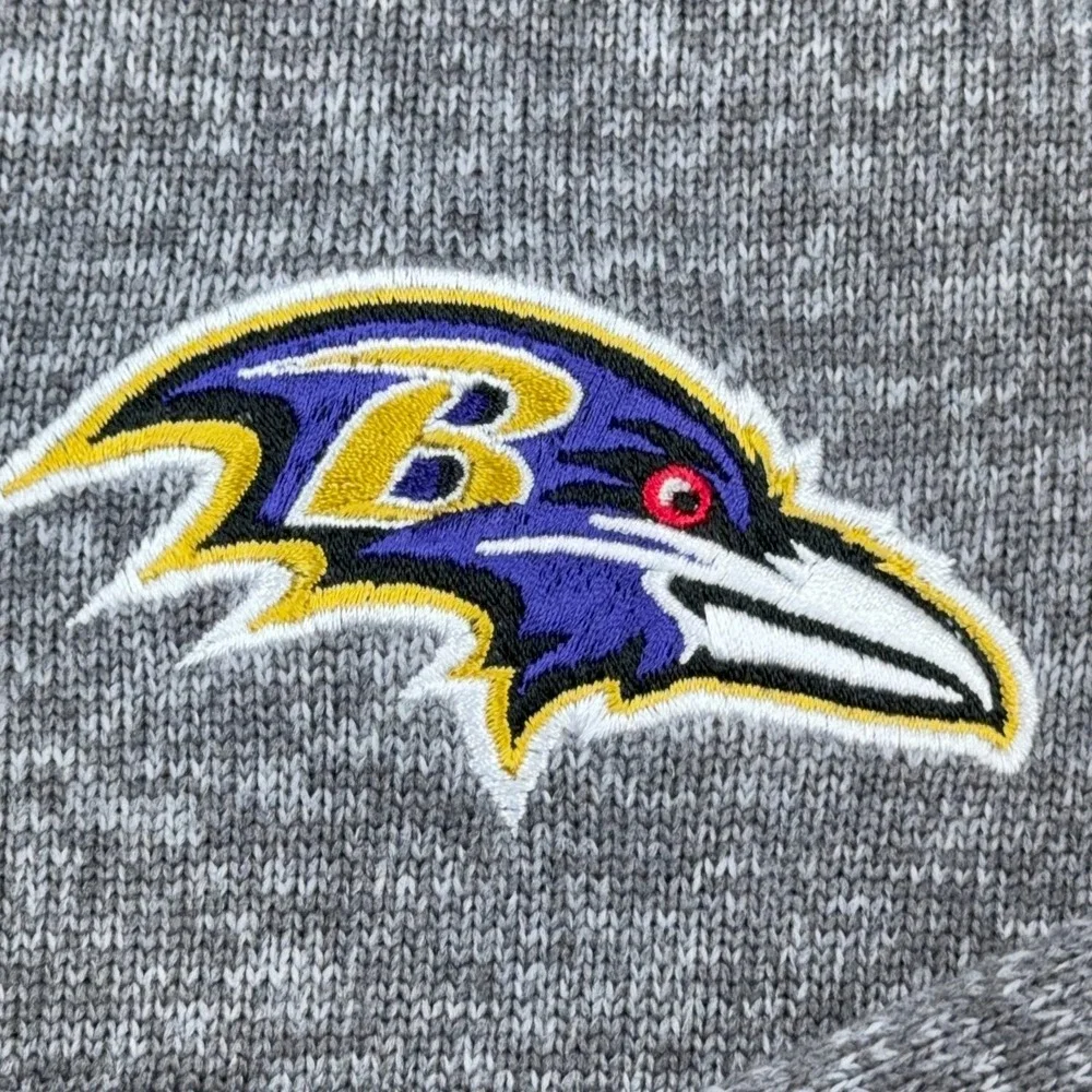 Baltimore Ravens Sweater Men XL Heather Gray Pullover Quarter 1/4 Zip Mock Neck